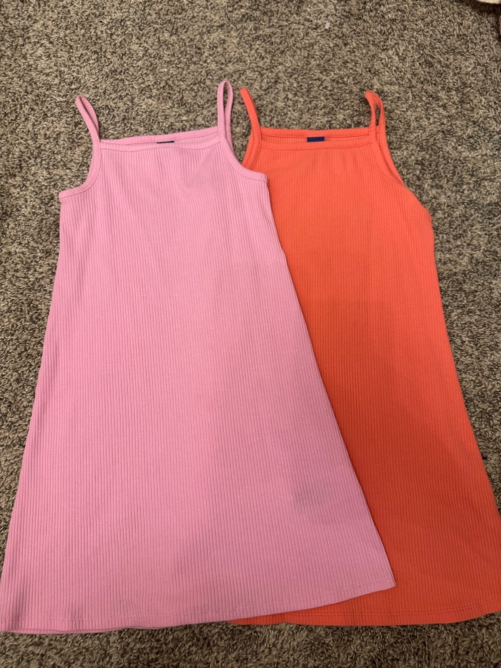 Old Navy Pink and Orange Ribbed Spaghetti Strap Dresses